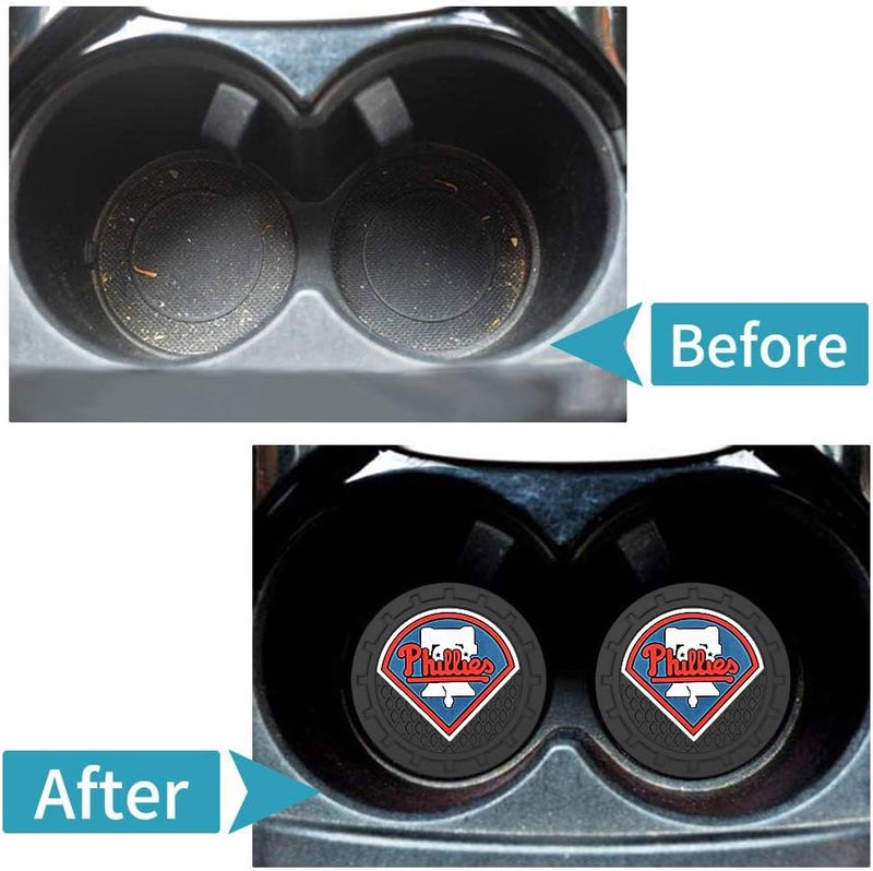 WiiFiive Car Cup Holder Coasters for Phila Phillies Baseball Fans, Phillies Car Coasters for Cup Holder Insert Silicone Non-Slip - Image 5